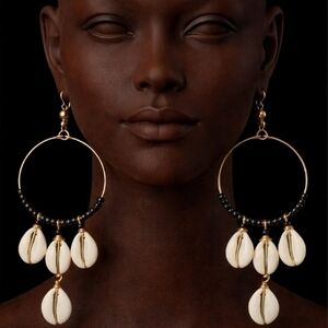 Elegant Gold and Cream Shell Earrings
